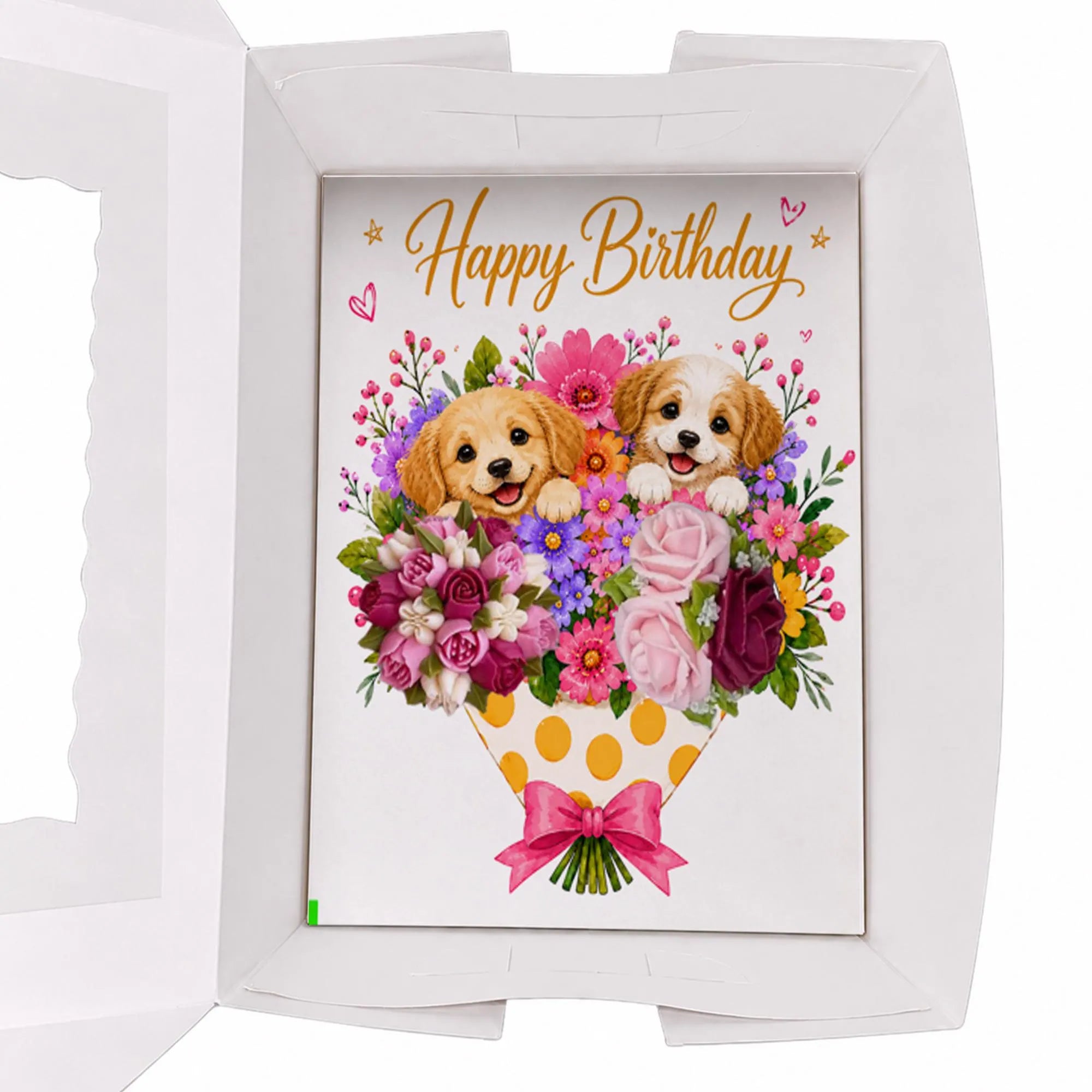 Happy Birthday Dog Cupcake Insert Template, 2 Cupcake Box Insert Printable, Puppy Floral Cupcake Bouquet Holder, Bakery Packaging