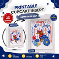 Happy 4th of July Dog Cupcake Insert Template, 2 Cupcake Box Insert Printable, Patriotic Dachshund Bakery Packaging