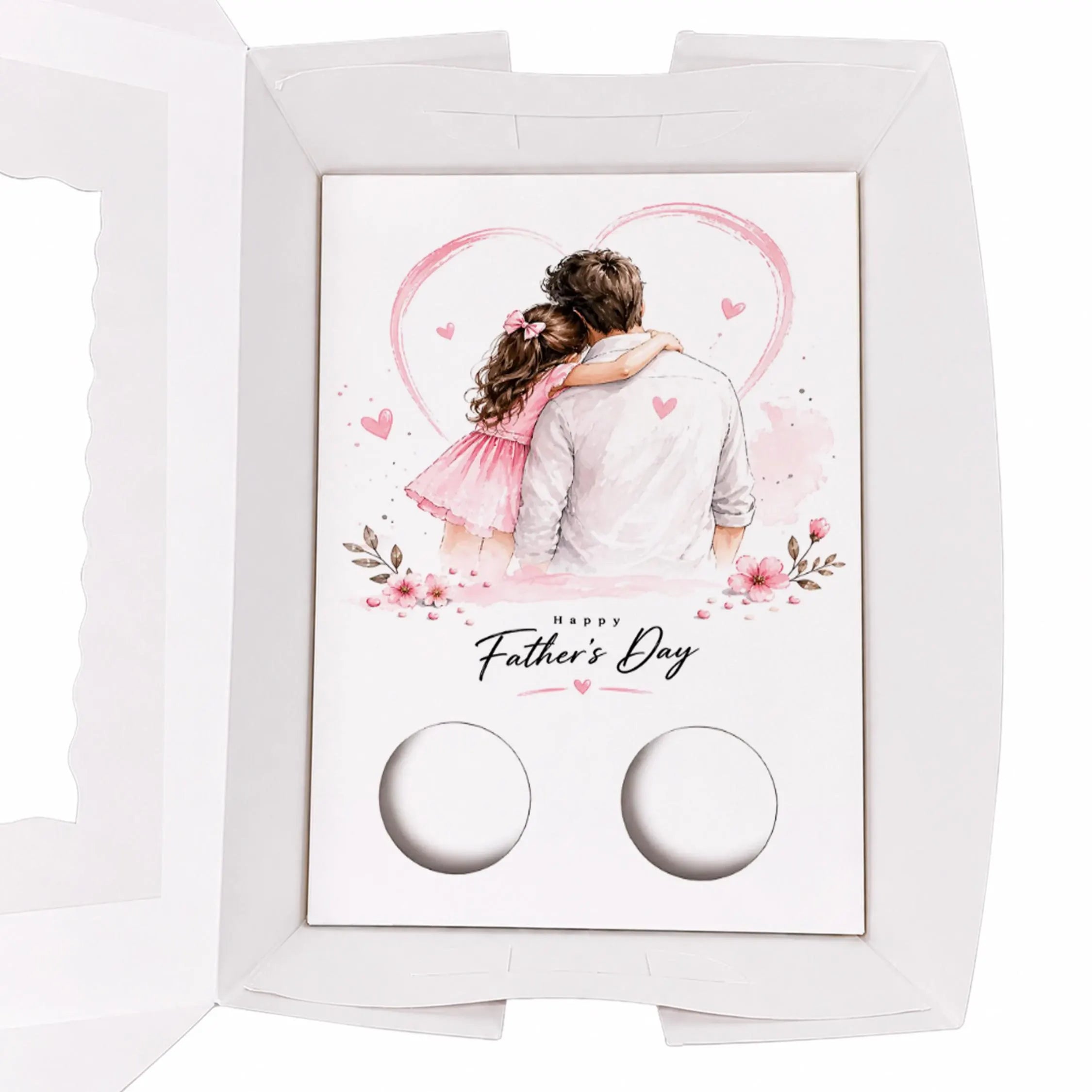 Father’s Day Cupcake Insert Template A4, Dad Daughter Gift Box Insert, 2 Cupcake Holder Printable, Pink Floral Cupcake Packaging PDF
