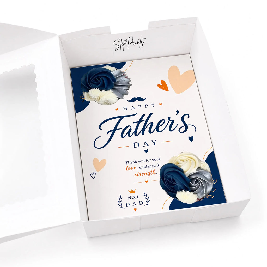 Father’s Day Cupcake Insert Template, 2 Cupcake Holder, Printable Cupcake Box Insert, No.1 Dad Gift Box PDF, Navy Blue