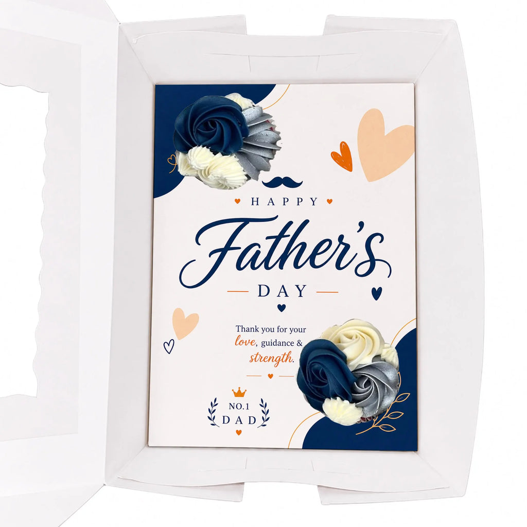 Father’s Day Cupcake Insert Template, 2 Cupcake Holder, Printable Cupcake Box Insert, No.1 Dad Gift Box PDF, Navy Blue