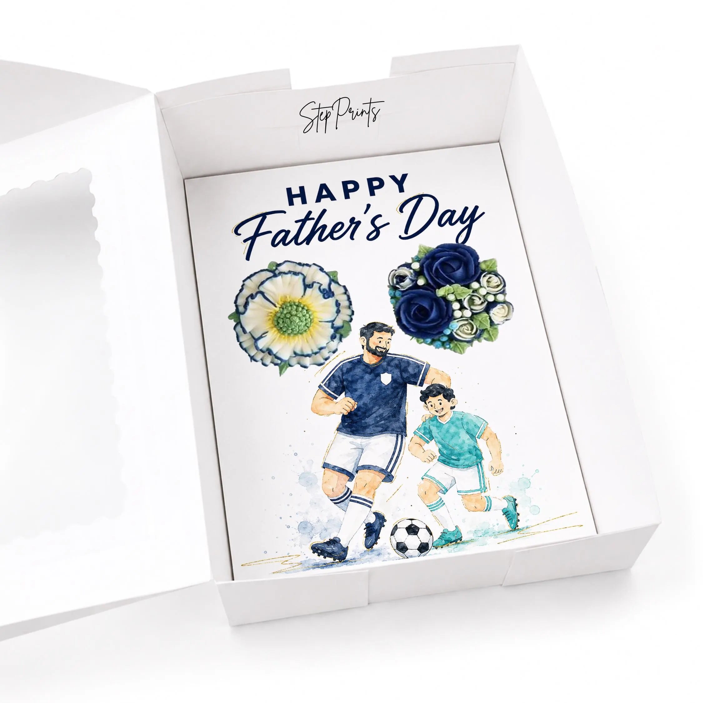 Father’s Day Soccer Cupcake Insert Template, 2 Cupcake Holder Printable, Dad Football Gift Box Insert, Father Son Daughter Design
