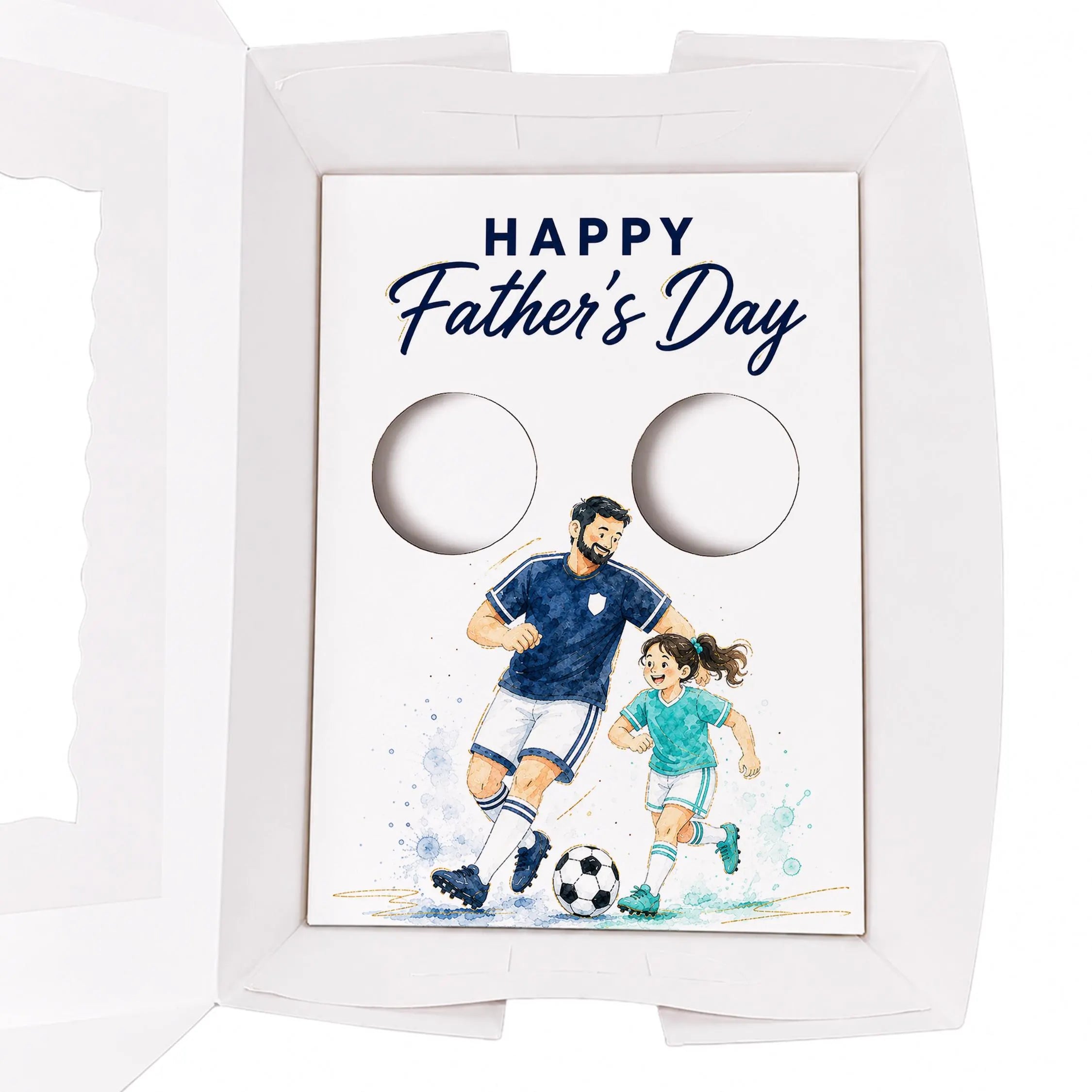 Father’s Day Soccer Cupcake Insert Template, 2 Cupcake Holder Printable, Dad Football Gift Box Insert, Father Son Daughter Design